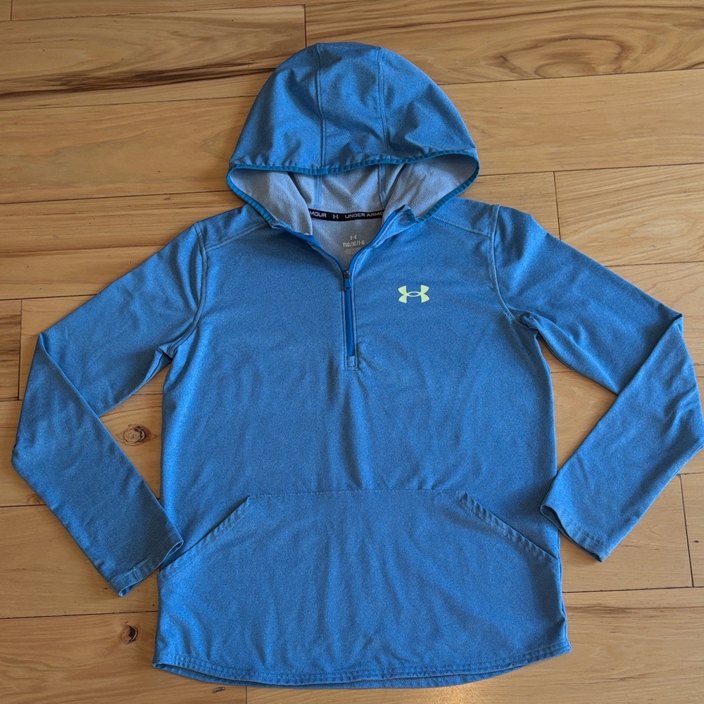 Boys Size L Under Armour Light Blue Half-Zip Hoodie
